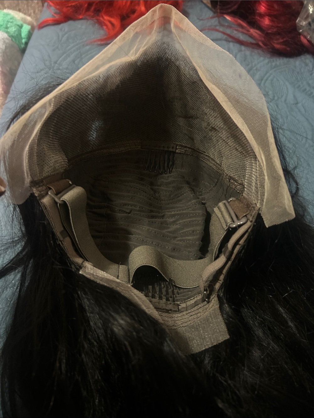 Black Lace Front Wig with Adjustable Straps